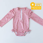 Mama Yoyo Mini Puantiye Desenli Önden Fermuarlı Uzun Kollu Alttan Çıtçıtlı Mayo 2-3 Yaş